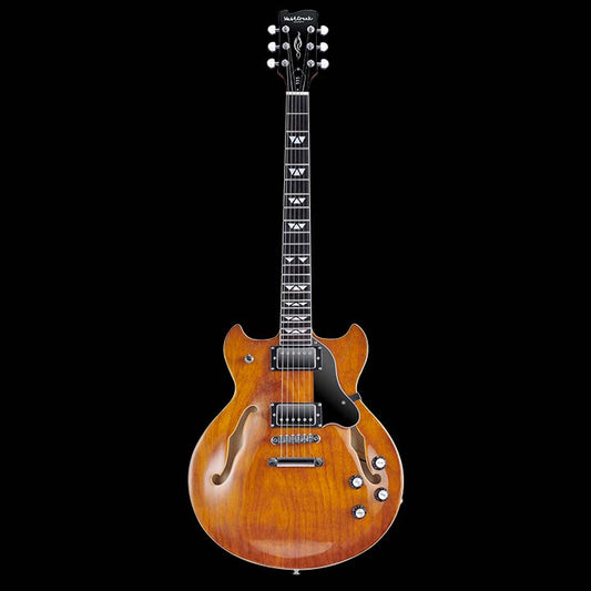 WestCreek 333 Electric Guitar with 6 String, Semi Hollow Body Jazz Electric Guitar, Humbucker Pickups, Rosewood Fretboard, Rounded End Jumbo Frets, Full size（Amber）